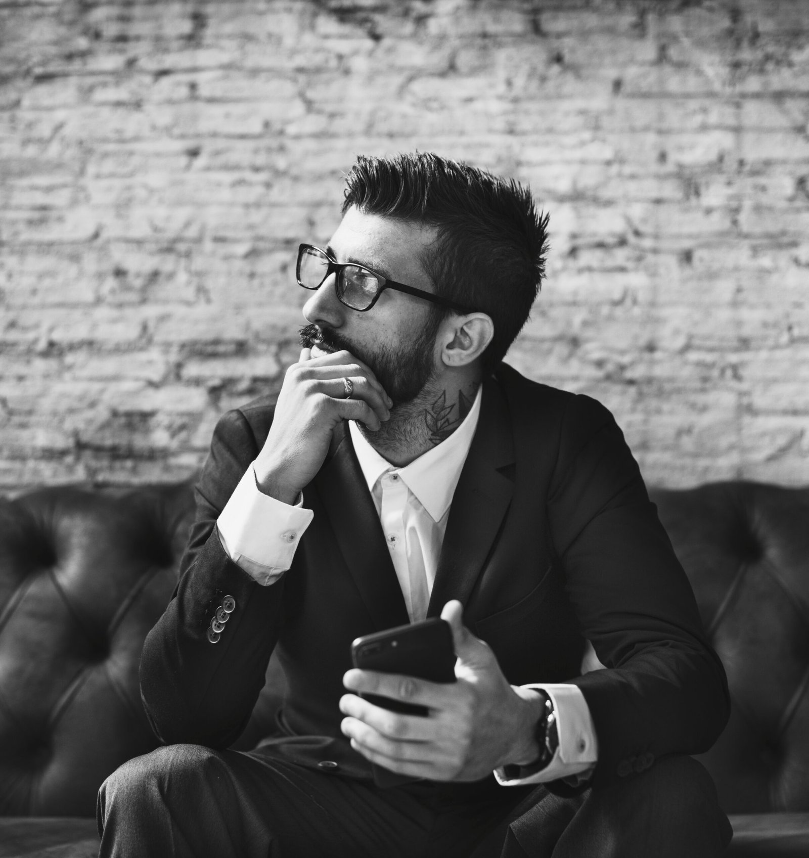 classy man using mobile phone